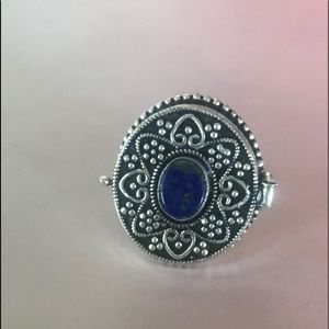 Poison ring Blue Lapis sterling silver